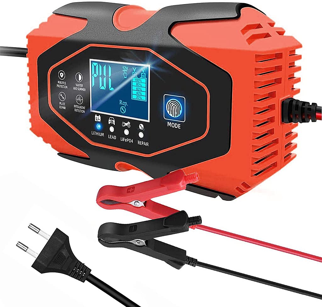 Verilux Car Battery Charger, 6A 12V/3A 24V Car Battery Charger Charges, Automotive Smart Portable Battery Charger Maintainer for Car, Motorcycle, Lawn Mower and More, Red Verilux Car Battery Charger, 6A 12V/3A 24V Car Battery Charger Charges, Automotive Smart Portable Battery Charger Maintainer for Car, Motorcycle, Lawn Mower and More, Red